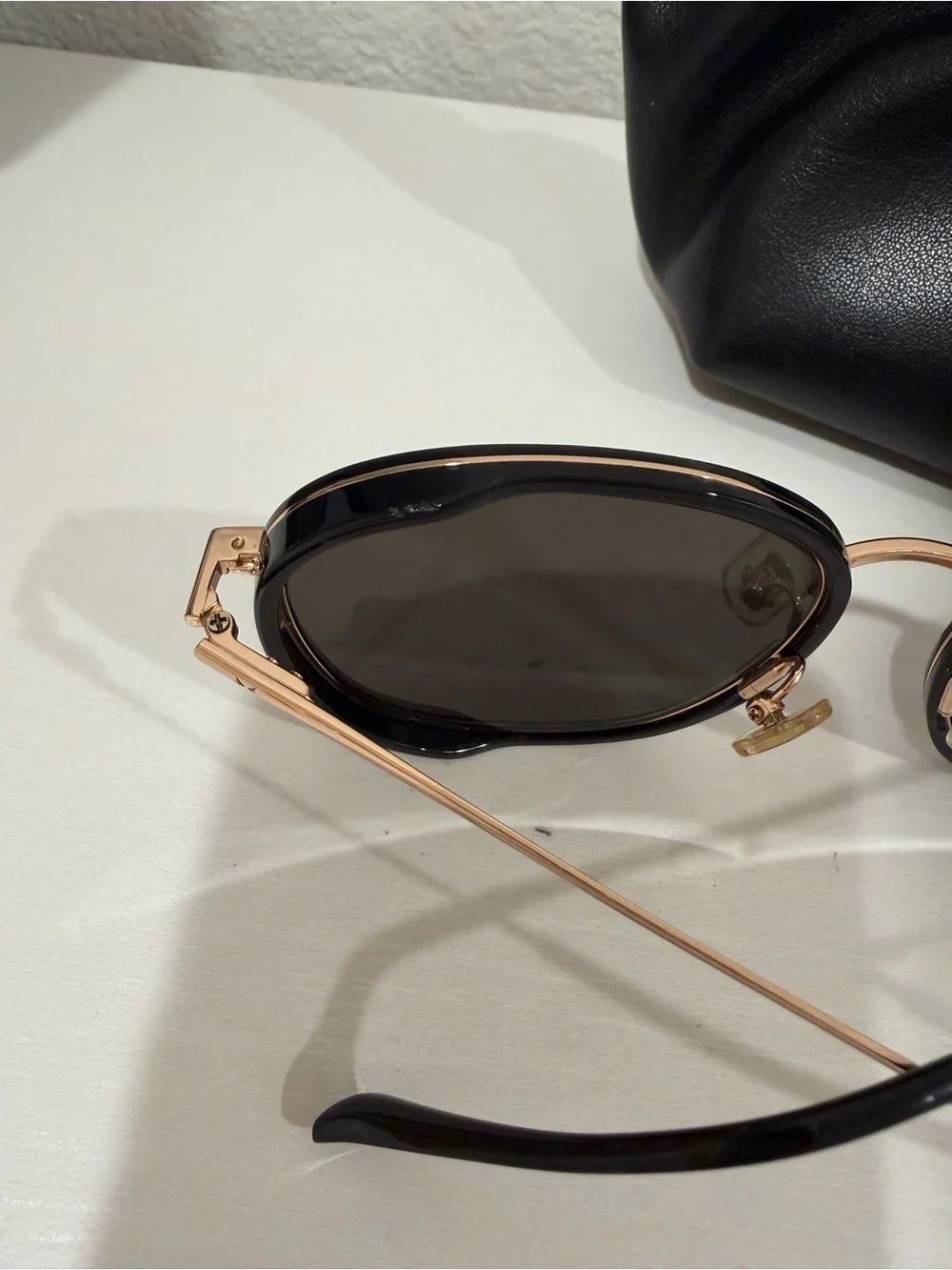 GENTLE MONSTER Black and Gold Round Sunglasses